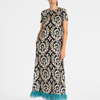 La Doublej Short-sleeve Swing Dress With Feathers In Ghirlanda Black