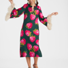 La Doublej The Kaftan With Feathers In Lampone Emerald