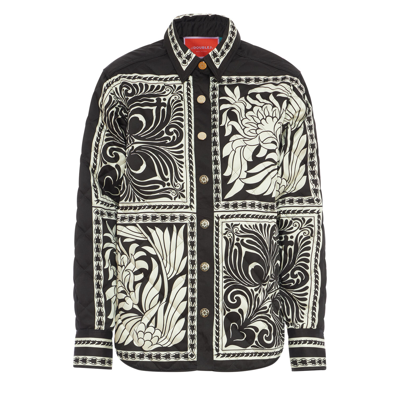 La Doublej Iris Shirt Jacket In Mix Tiles Placée Black