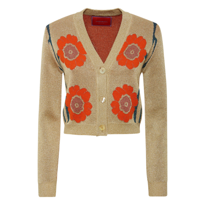 La Doublej Daisychain Mini Cardigan In Orange & Gold