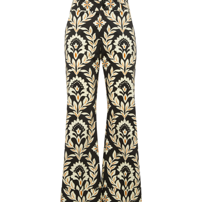 La Doublej Floral-print Cropped Trousers In Black