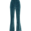 La Doublej Velvet-finish Cotton Cropped Trousers In Light Blue
