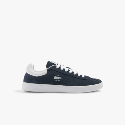 Lacoste Logo-debossed Suede Trainers In Navy