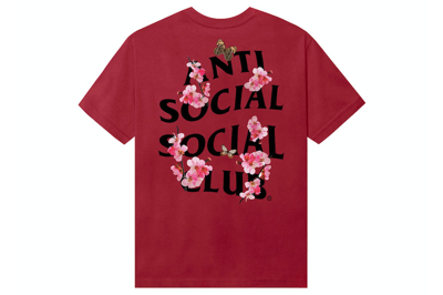 Pre-owned Anti Social Social Club Kkotch Tee Maroon