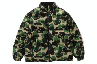 Pre-owned Bape Abc Camo Reversible Down Jacket Green