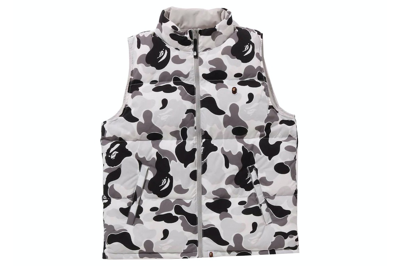 Pre-owned Bape Abc Camo Reversible Down Vest Gray