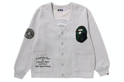 Pre-owned Bape College Badges Sweat Cardigan Gray