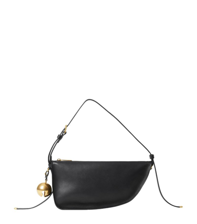 Burberry Shield Metallic-charm Leather Shoulder Bag In Black