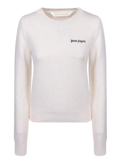 Palm Angels White Wool Blend Sweater