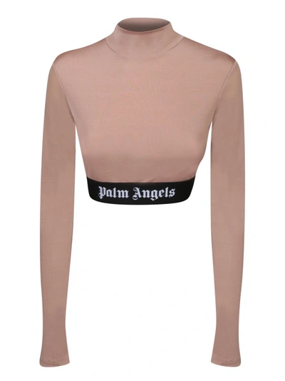 Palm Angels Camel Colored Fitted Top In Brown