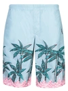 Palm Angels Palms Row Long Swimshorts In Blue