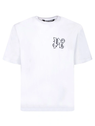 Palm Angels White Logo Embroidered T-shirt