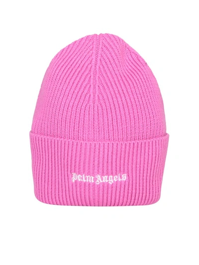 Palm Angels Pink Ribbed Beanie