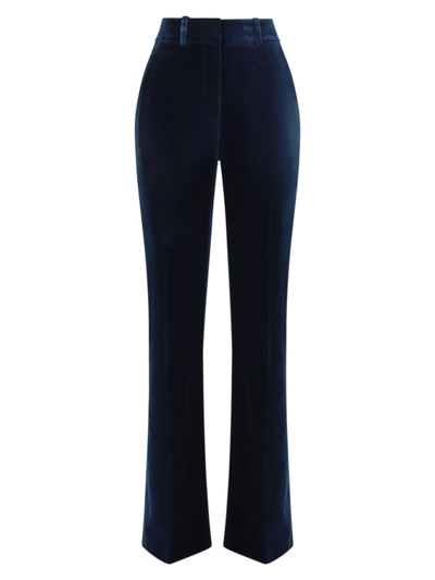 Reiss Bree - Navy Velvet Flared Suit Trousers, Uk 10 L