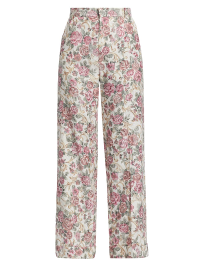 Anonlychild Women's Kingston Floral Jacquard Wide-leg Pants