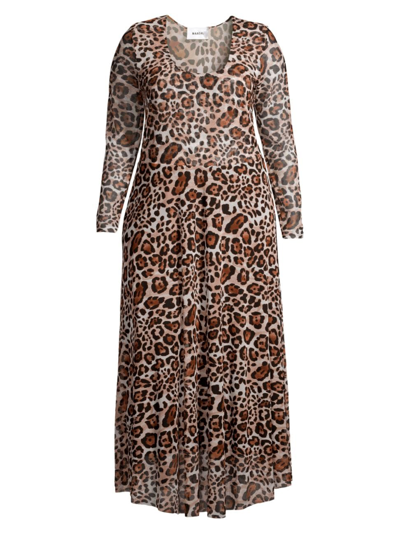 Baacal, Plus Size Women's Leopard Mesh Maxi Dress In New Leopard
