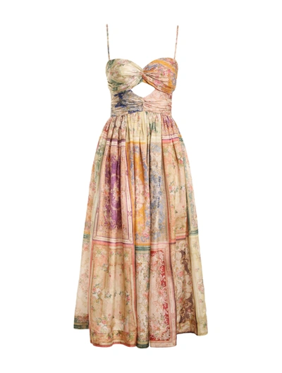 Zimmermann August Strapless Midi Dress In Multicolour
