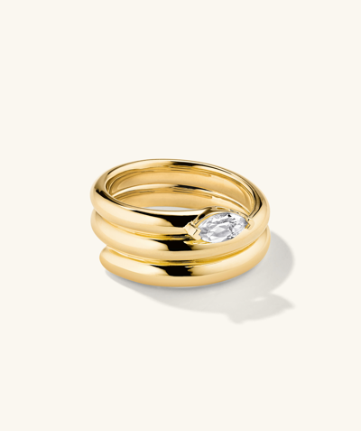 Mejuri Boa Gemstone Coil Ring White Topaz In Vermeil