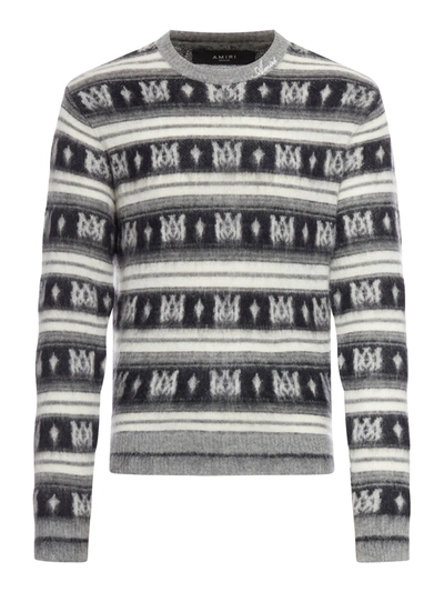 Amiri Men's Ma Monogram Striped Sweater In Black