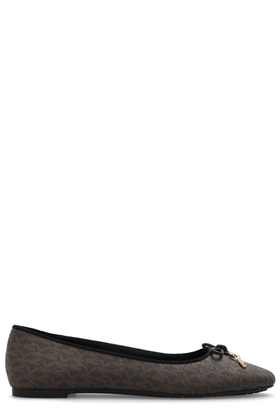 Michael Michael Kors Nori Leather Ballerina Shoes In Brown