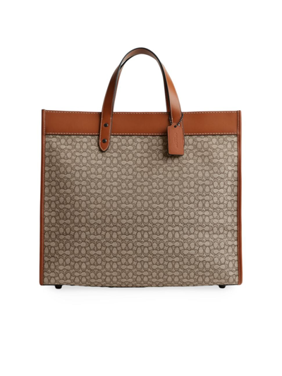 Coach Men's Jacquard Tote Bag In Cocoa Burnished Amber