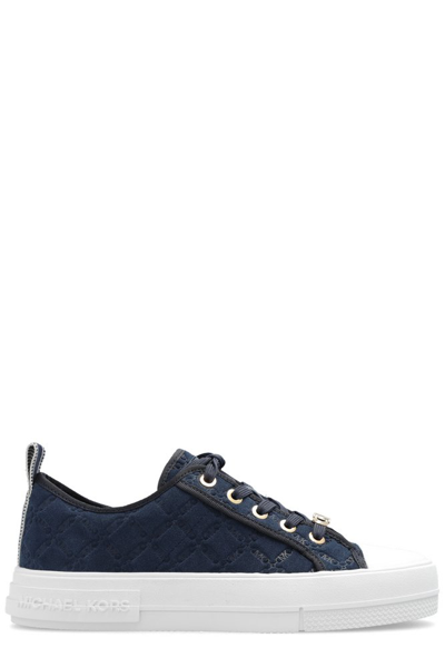 Michael Michael Kors Embossed Logo-print Suede Sneakers In Blau