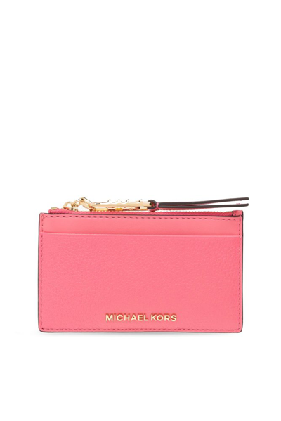 Michael Michael Kors Logo Lettering Zipped Wallet In Pink