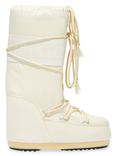 Moon Boot Ivory Leather Boots In Metallic