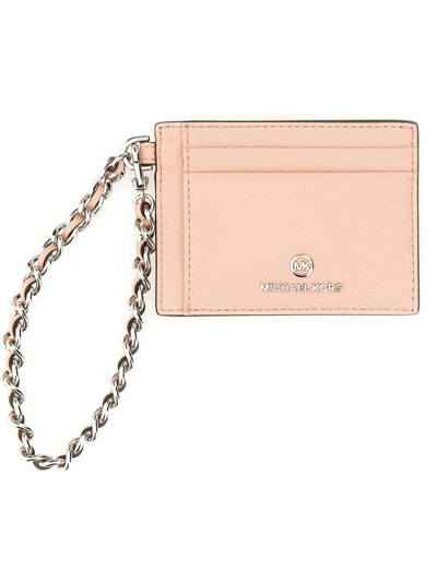 Michael Michael Kors Logo Plaque Card Holder In Pink