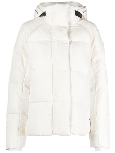 Canada Goose Logo-patch Slouch-hood Puffer Jacket In White