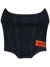 Heron Preston Logo-patch Strapless Corset Top In Black