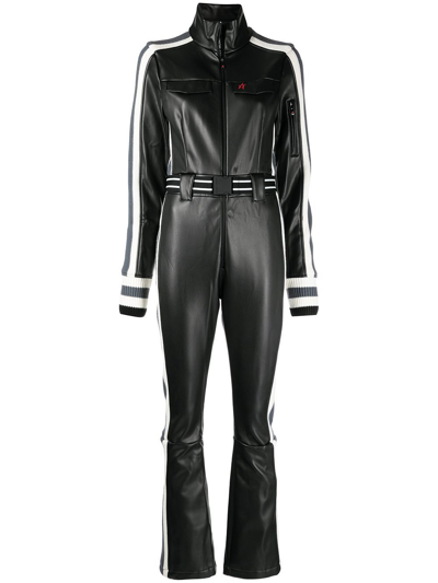 Perfect Moment Vegan Leather Crystal Ski Suit In Black