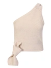Jacquemus One-shoulder Knitted Top In Neutrals