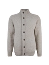 Barbour Fine Knit Wool Zip-through Sweater With High Neck And Button Closure In Grey
