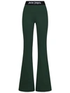Palm Angels Flared Forest Green Cotton Fleece Jogger Trousers In Black