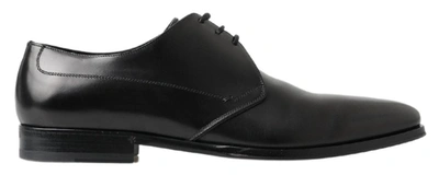 Dolce & Gabbana Black Leather Derby Formal Dress Men Shoes