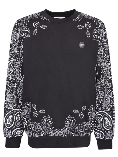 Philipp Plein Bandana-print Cotton Sweatshirt In Black
