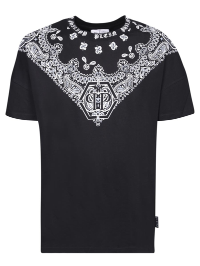 Philipp Plein Ss Paisley-print Round-neck T-shirt In Black