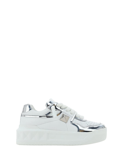 Valentino Garavani Sneakers In Bianco/argento/bianco