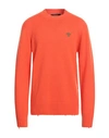Versace Man Sweater Orange Size 44 Wool, Silk, Cashmere In Orange