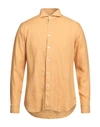 Bagutta Man Shirt Mustard Size 15 ½ Linen In Yellow