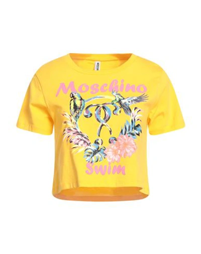 Moschino Woman T-shirt Ocher Size M Cotton In Yellow