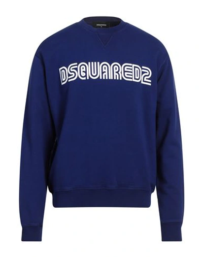 Dsquared2 Man Sweatshirt Navy Blue Size S Cotton, Elastane