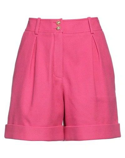 Balmain Single-pleated Cotton Tweed Shorts In Pink