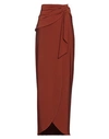 Federica Tosi Woman Maxi Skirt Brown Size 6 Viscose, Elastane In Brown