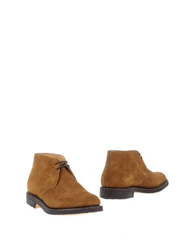 Church's Man Ankle Boots Khaki Size 8 Soft Leather In Beige