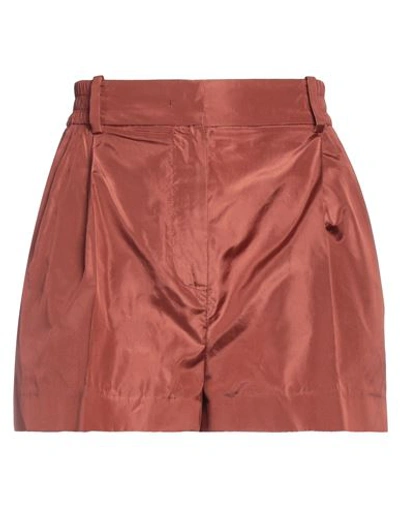 Valentino Garavani Woman Shorts & Bermuda Shorts Brick Red Size 4 Silk
