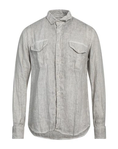 Original Vintage Style Man Shirt Light Grey Size L Linen