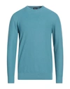 Drumohr Man Sweater Turquoise Size 40 Cotton In Blue
