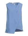 Diana Gallesi Woman Top Azure Size 16 Polyester In Blue